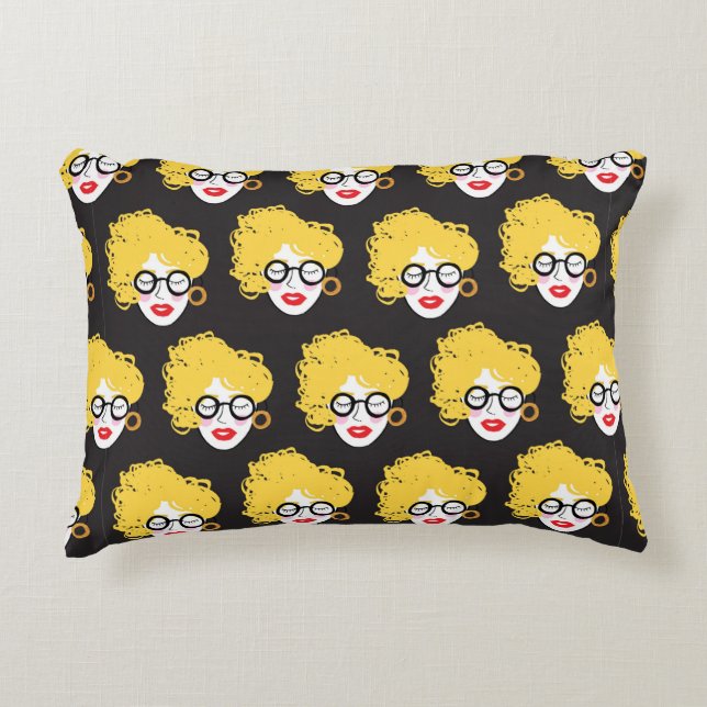 Crowd of funny peoples, cute background accent pillow (Front)