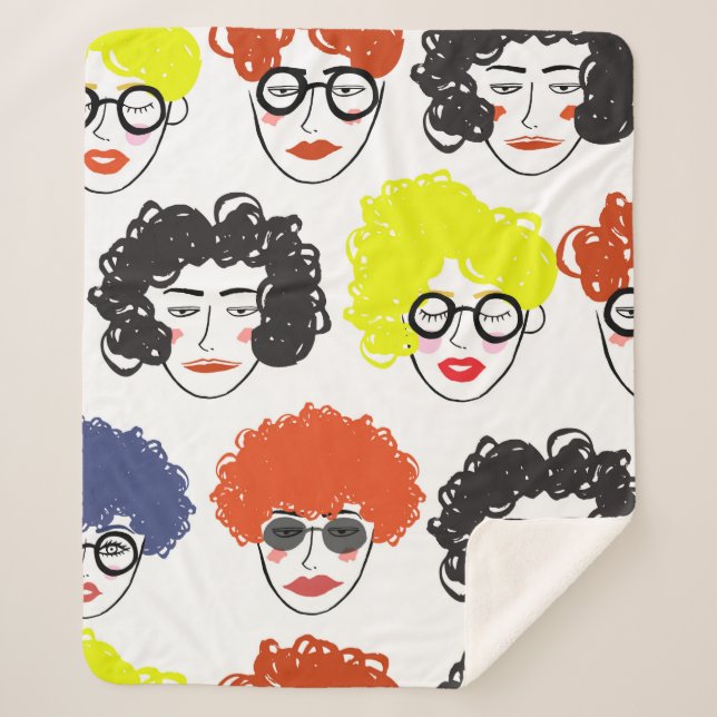 Crowd of funny peoples, seamless background sherpa blanket (Front)