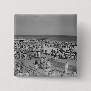 Crowd on Beach 2 Inch Square Button
