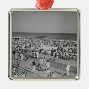 Crowd on Beach Metal Ornament
