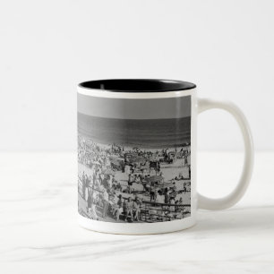 Crowd on Beach Two-Tone Coffee Mug