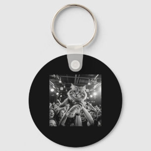 Crowd Surfing Cat Funny Concert Meme Party Cat Lov Keychain
