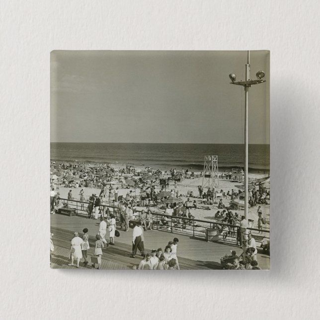 Crowded Beach 2 Inch Square Button (Front)