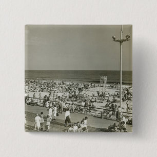 Crowded Beach 2 Inch Square Button