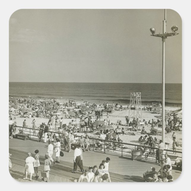 Crowded Beach Square Sticker (Front)