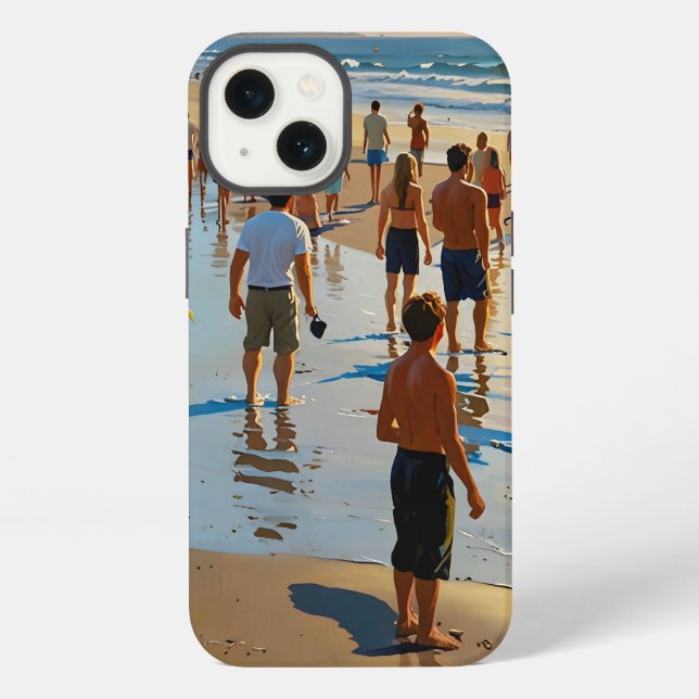 Crowded Beach Walk iPhone Case (Back)