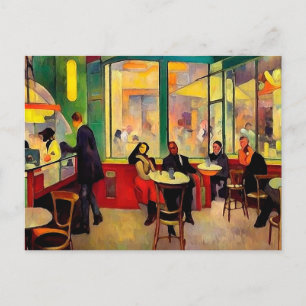 Crowded Coffee Shop in Paris Postcard
