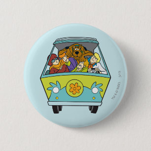 Crowded In The Mystery Machine 2 Inch Round Button