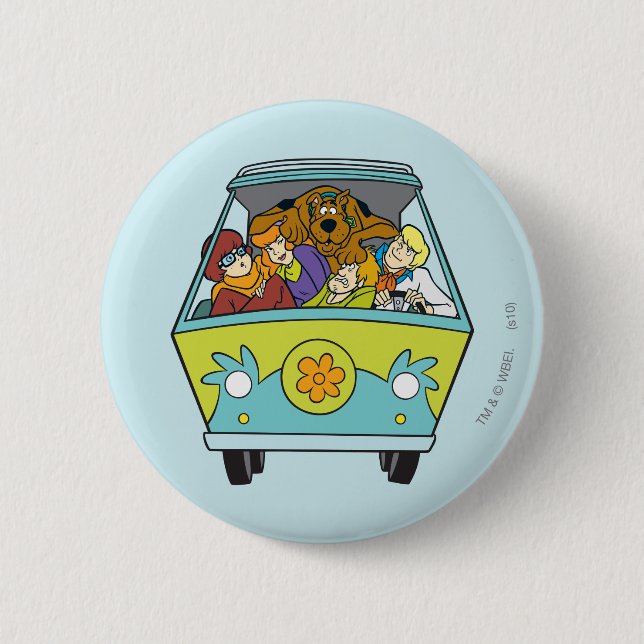 Crowded In The Mystery Machine 2 Inch Round Button (Front)