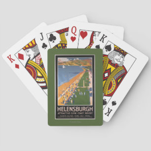 Crowds along Clyde Coast Beach Railways Poster Playing Cards