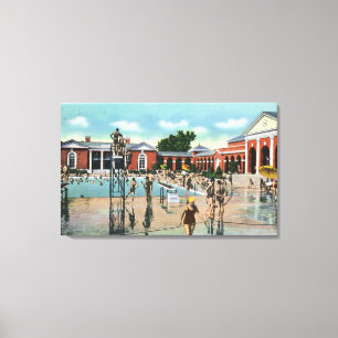 Crowds at Saratoga Spa Swimming Pool Canvas Print