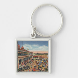 Crowds on the Beach in Front of Casino Keychain