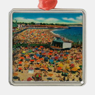 Crowds on the Beach, Santa CruzSanta Cruz, CA Metal Ornament