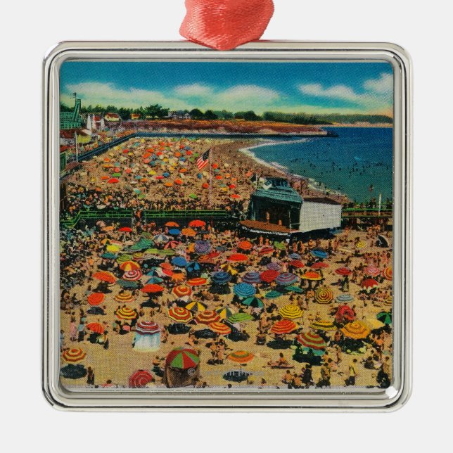 Crowds on the Beach, Santa CruzSanta Cruz, CA Metal Ornament (Front)