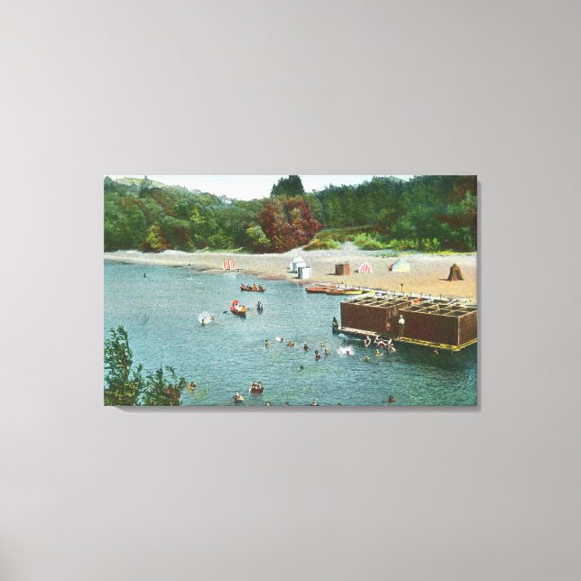 Crowds Swimming in the Russian River Canvas Print (Front)