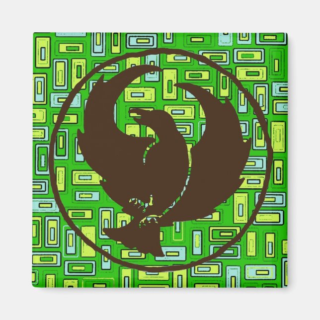 Crowfoot Magnet Green and Yellow Squares (Front)