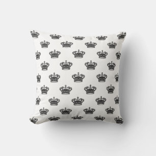 Crown 01 - Black on White Throw Pillow