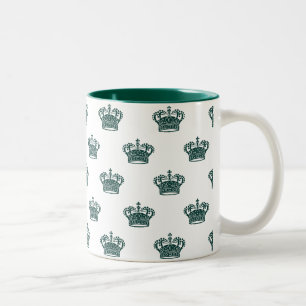 Crown 01 - Hunter Green on White Two-Tone Coffee Mug