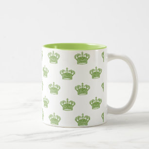 Crown 01 - Lime on White Two-Tone Coffee Mug