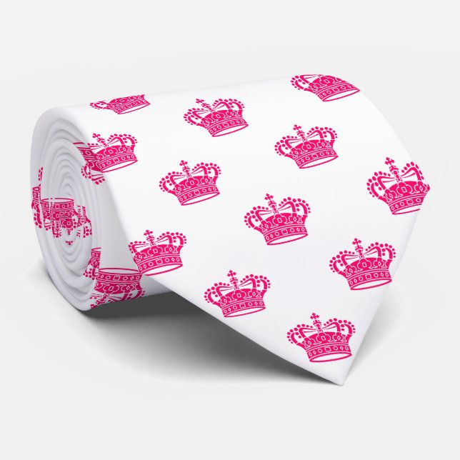 Crown 01 - Neon Red on White Tie (Rolled)