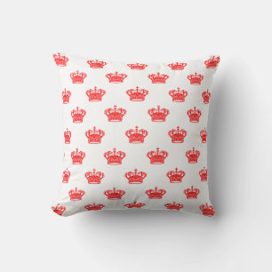 Crown 01 - Red on White Throw Pillow