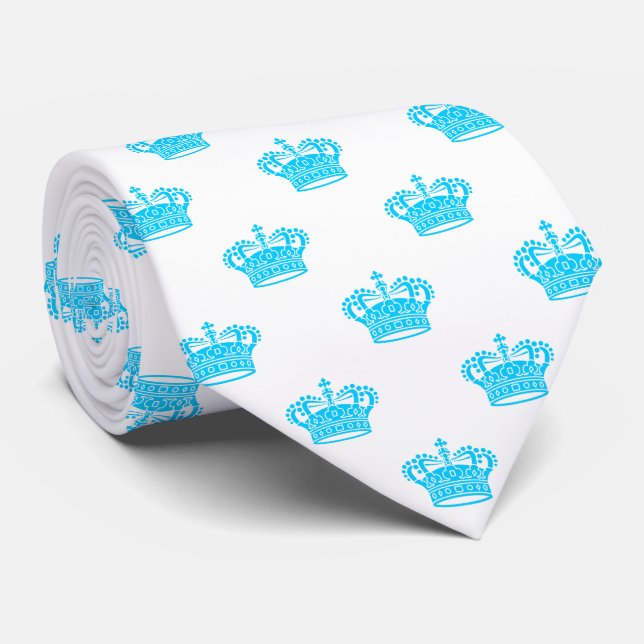 Crown 01 - Sky Blue on White Tie (Rolled)
