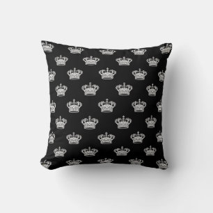 Crown 01 - White on Black Throw Pillow