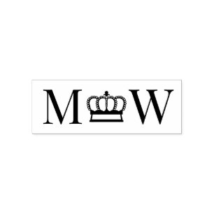 Crown #4 Couple Wedding 2 Initial Monogram Self-inking Stamp