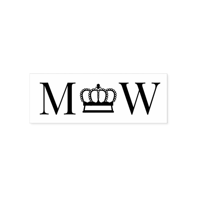 Crown #4 Couple Wedding 2 Initial Monogram Self-inking Stamp (Design)