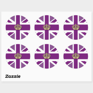 Crown and British Union Jack Flag Classic Round S Sticker
