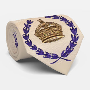 crown and garland print tie