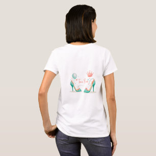 Crown and High Heels – Glamorous Pink & Mint Theme T-Shirt