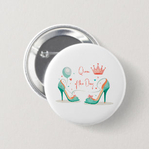 Crown and High Heels – Glamourous Pink & Mint Them 2 Inch Round Button