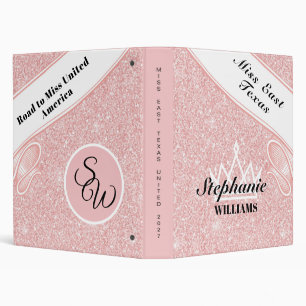 Crown and Sash Pageant Binder - Rose Gold Glitz