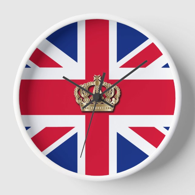 Crown and Union Jack Patriotic Clock (Front)