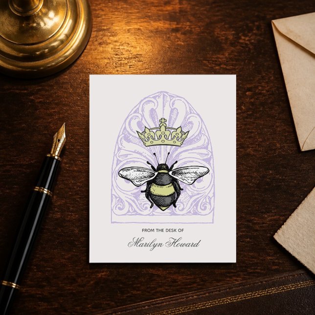 Crown Bee (Purple) | Personalized Note Cards (Creator Uploaded)