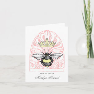 Crown Bee (Red) Personalized Note Cards