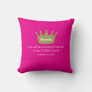 Crown Bible Verse Christian Faith Hot Pink Throw Pillow