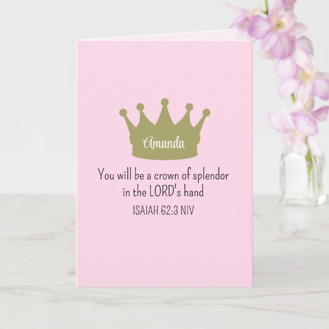 Crown Bible Verse Christian Faith Light Pink Card (Orchid)