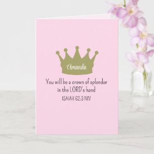 Crown Bible Verse Christian Faith Light Pink Card