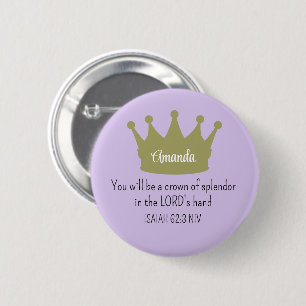 Crown Bible Verse Christian Faith Light Purple 2 Inch Round Button