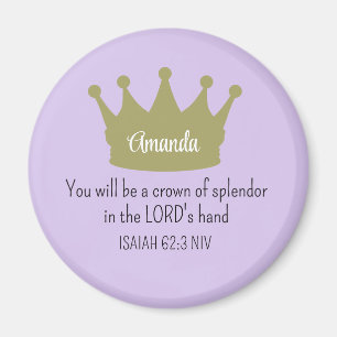 Crown Bible Verse Christian Faith Light Purple Magnet