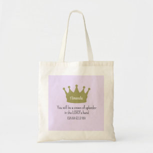 Crown Bible Verse Christian Faith Light Purple Tote Bag