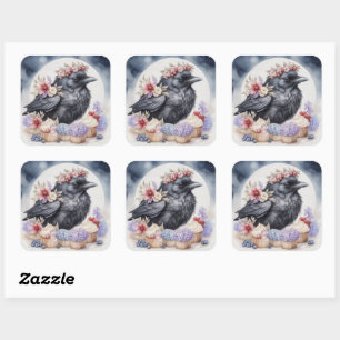 Crown Birthday Party Celebration Cupcakes Flowers Square Sticker