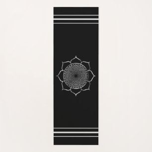 Crown Chakra Mandala & Lotus on Black Yoga Mat