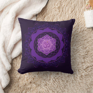 Crown Chakra Mandala -Sahasrara With Om Throw Pillow