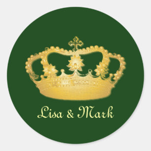 Crown Design II - Gold Classic Round Sticker