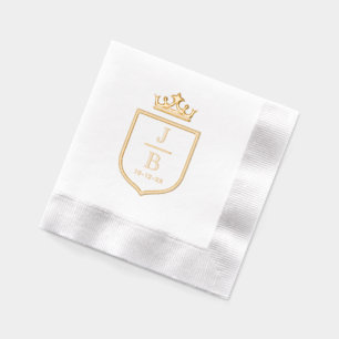 Crown Family Crest 2 Initial Wedding Monogram #2CA Foil Napkins