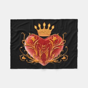 Crown Filigree Heart Fleece Blanket