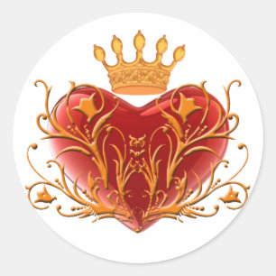 Crown Filigree Heart Stickers